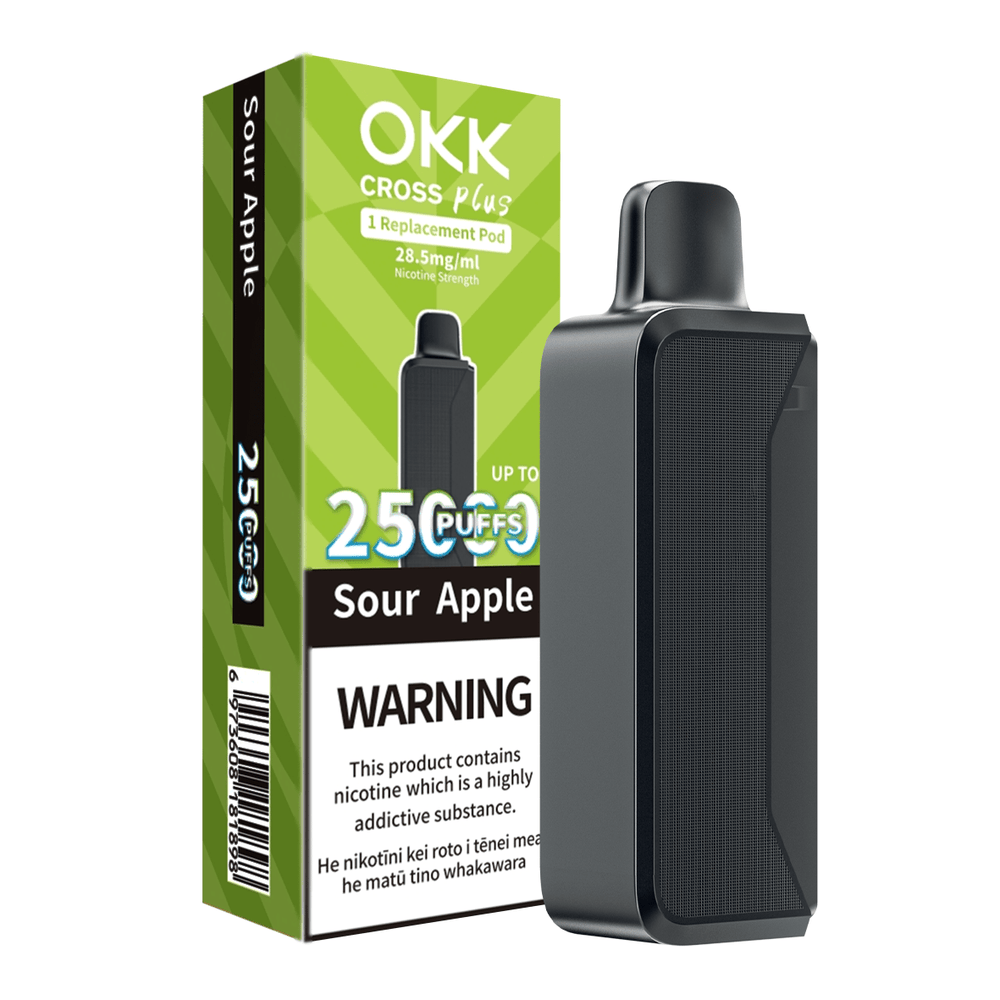 OKK Plus Single Pod 25000 Puffs - Sour Apple - Vapoureyes