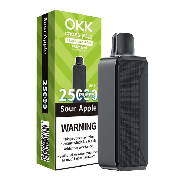 OKK Plus Single Pod 25000 Puffs - Sour Apple - Vapoureyes